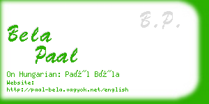 bela paal business card